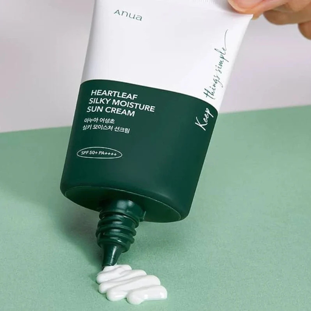Anua Heartleaf Silky Moisture Sun Cream - apsauginis kremas nuo saulės