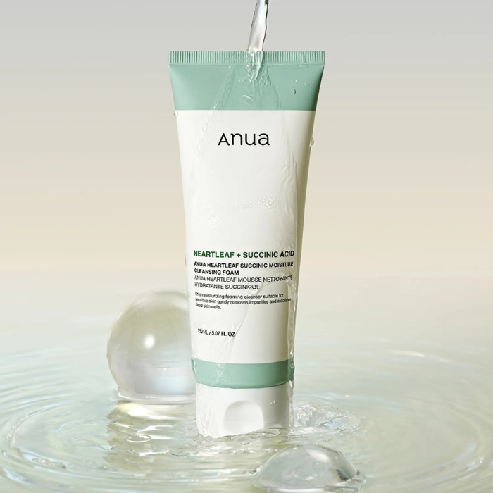 Anua Heartleaf Succinic Moisture Cleansing Foam - rūgštinis prausiklis