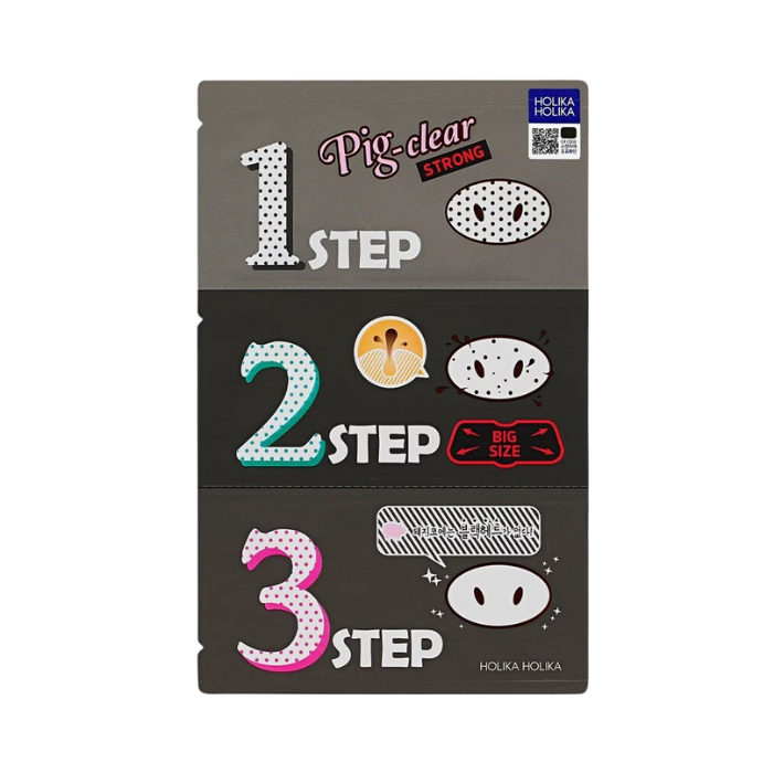 Holika Holika Pig Clear Blackhead 3-Step Kit (Strong) - porų valymo rinkinys su medžio anglimi