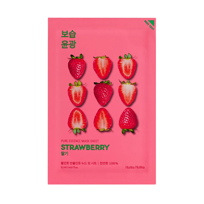 Holika Holika Pure Essence Mask Sheet Strawberry - lakštinė veido kaukė