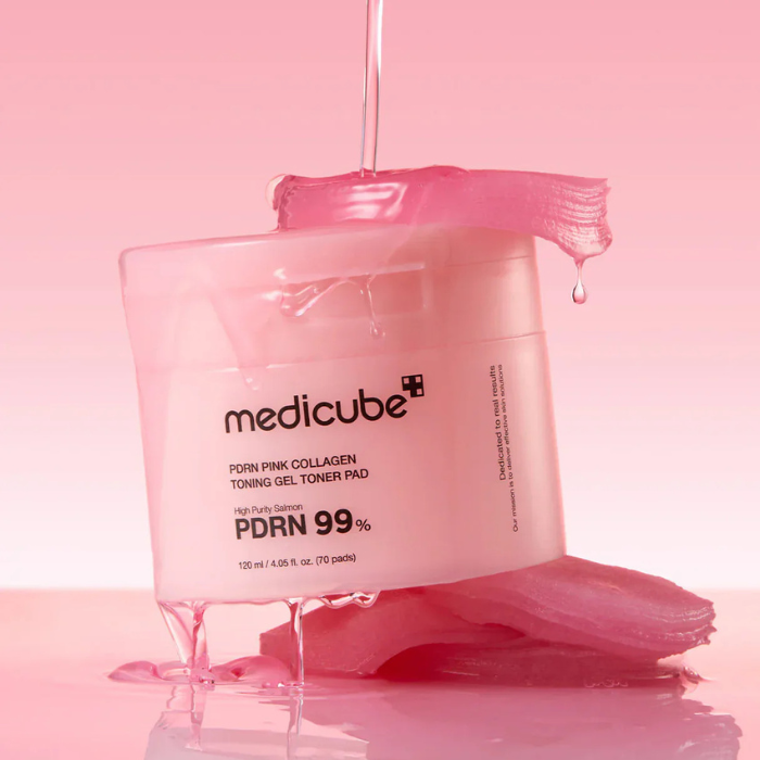 Medicube PDRN Pink Toning Gel Toner Pad - tonerio padeliai su PDRN