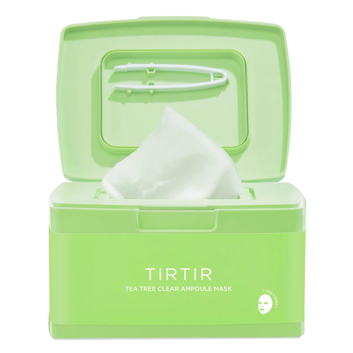 TIRTIR Ampoule Mask Light Green Tea Tree Clear - raminamosios lakštinės veido kaukės